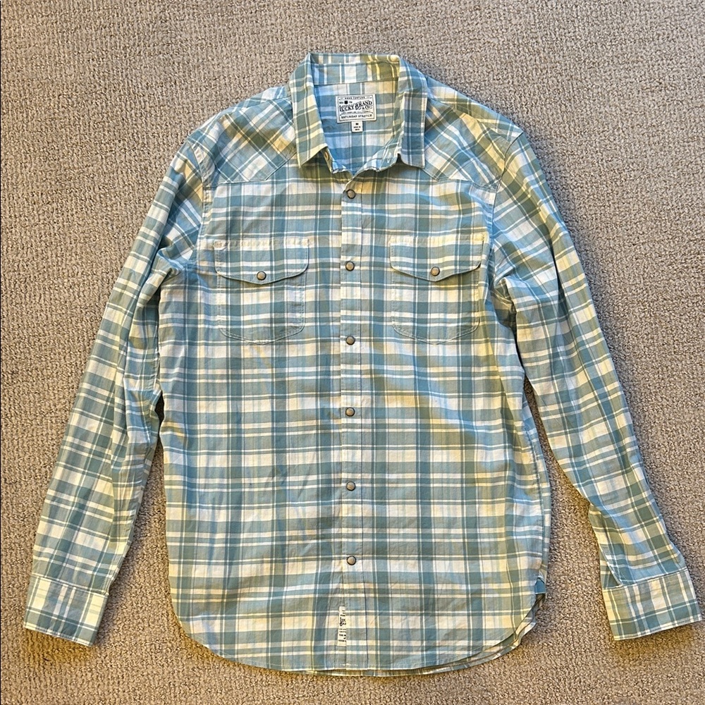 Lucky Brand Blue and White Plaid Shirt